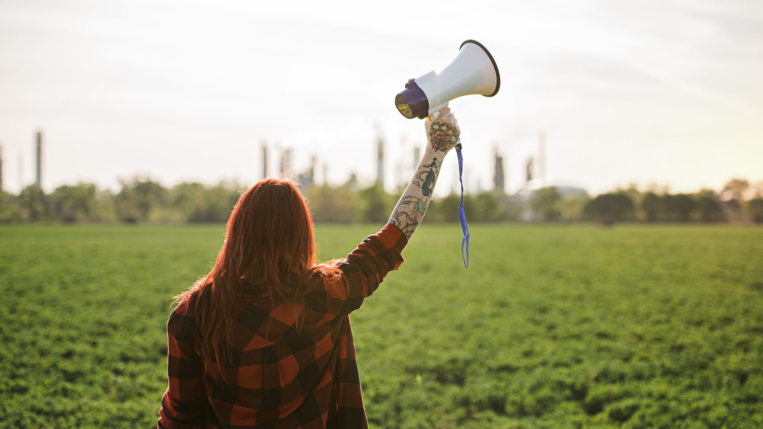 Woman holding megaphone