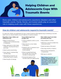 Helping Children and Adolescents Cope with Traumatic Events